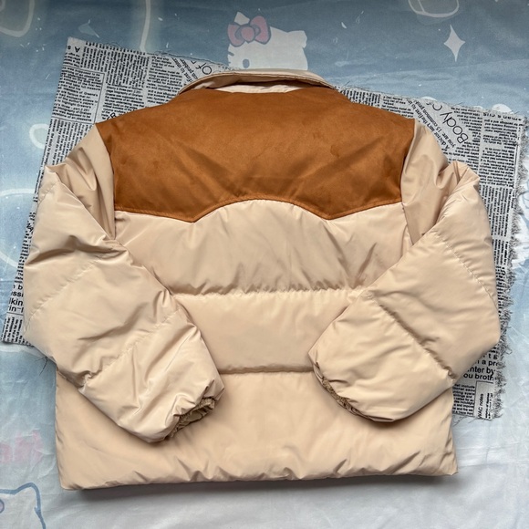 Miu Miu Suede-Trimmed Down Jacket With Lapel - Picture 7 of 8